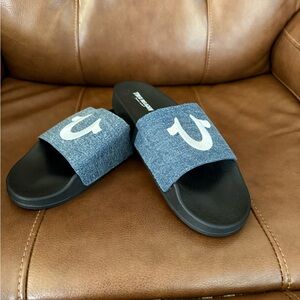 True Religion Mens ASAP Slides | Dark Denim | Size 10